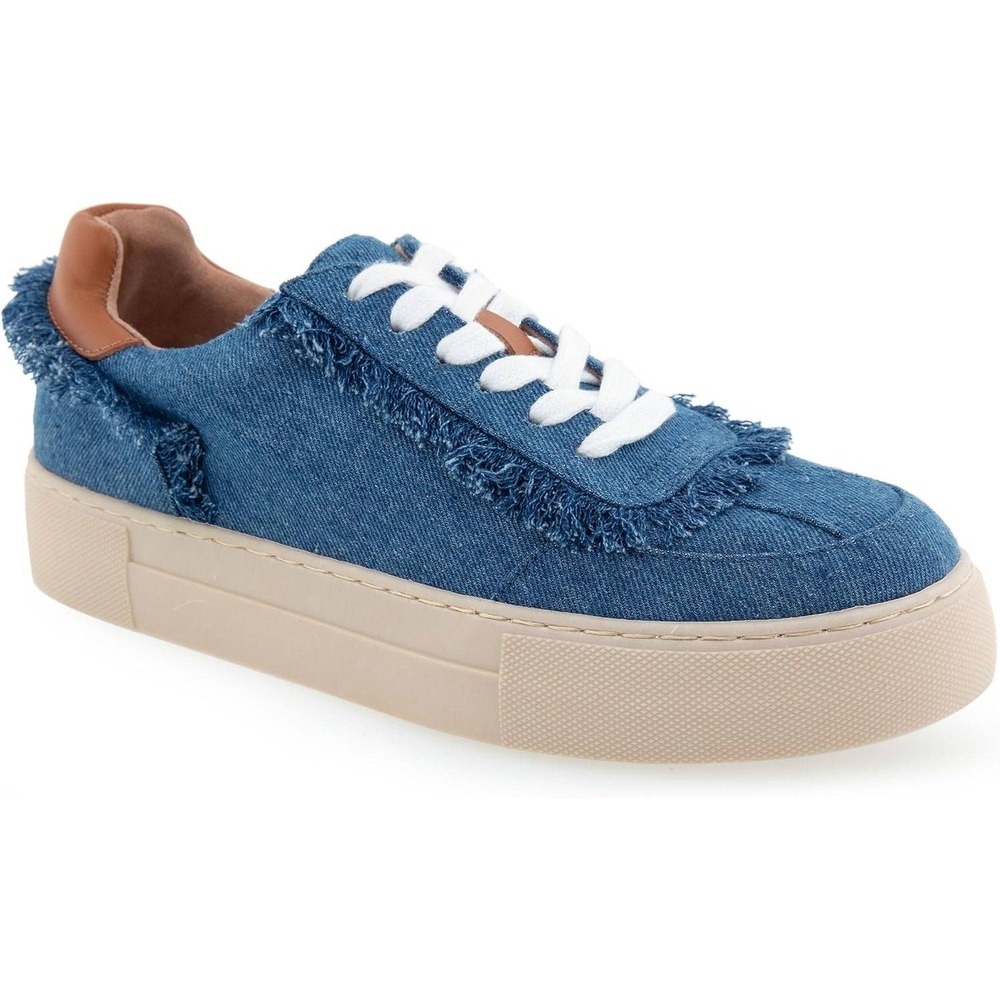 Aerosoles Bramston Sneakers Women's Size 9 Blue Denim Frayed Trim Comfort Shoes